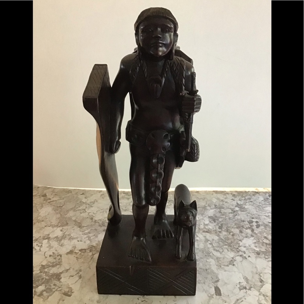 Vintage Tribal Hunter with Dog Gorgeous Details